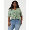Agnes Orinda Women's Ruffle Smocked Short Sleeve V Neck Casual Summer Blouses - 4 of 4
