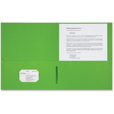 Sparco 2-Pocket Portfolio 25/BX Apple Green 78552