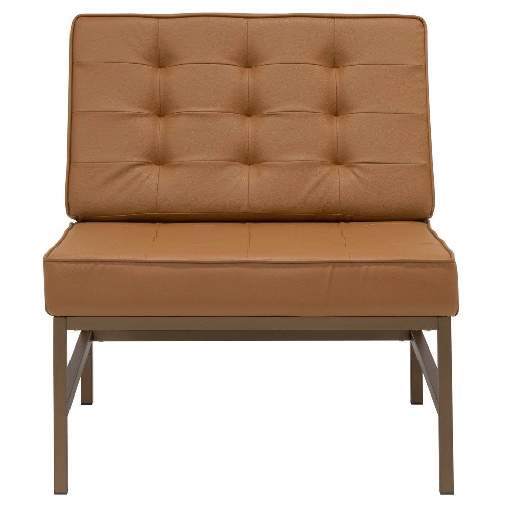 Photos - Chair Ashlar Bonded Leather Tufted  Bronze/Caramel - Studio Designs Home