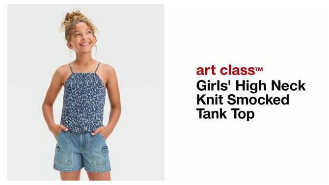 Girls' High Neck Knit Smocked Tank Top - art class™, 2 of 7, play video