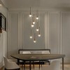 ALOADECOR Modern Antique Gold Seeded Glass Cluster Integrated LED Pendant In Round Ceiling Lamp - 3 of 4