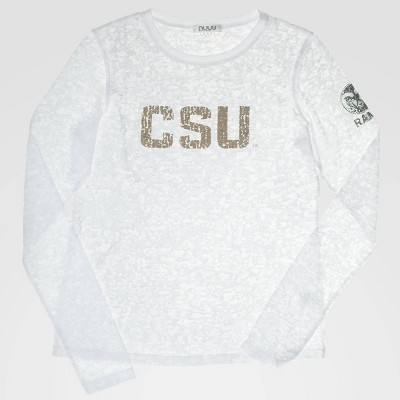 NCAA Colorado State Rams Long Sleeve Burnout Crew Activewear T-Shirt - White S