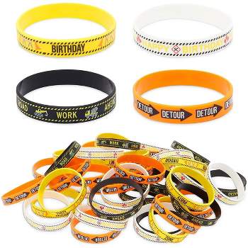 Blue Panda 48 Pack Construction Zone Silicone Bracelets Wristbands Kids Party Favors Supplies, 4 Designs