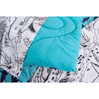 Twin Blue Shark Reversible Microfiber Comforter Set