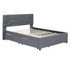 Full Size Upholstered Platform Bed with Brick Pattern Headboard, Twin Size Trundle and 2 Drawers - 4 of 4