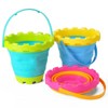 Collapsible Beach Toys Set for Kids, 2.5L Silicone Bucket with Sand Molds, Shovel & Rake - 2 of 4