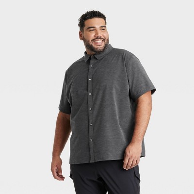 Men's Big Short Sleeve Woven Shirt - All In Motion™ Black 2XL