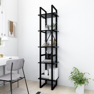 vidaXL 5-Tier Book Cabinet Black 15.7 in.x11.8 in.x68.9 in. Engineered Wood