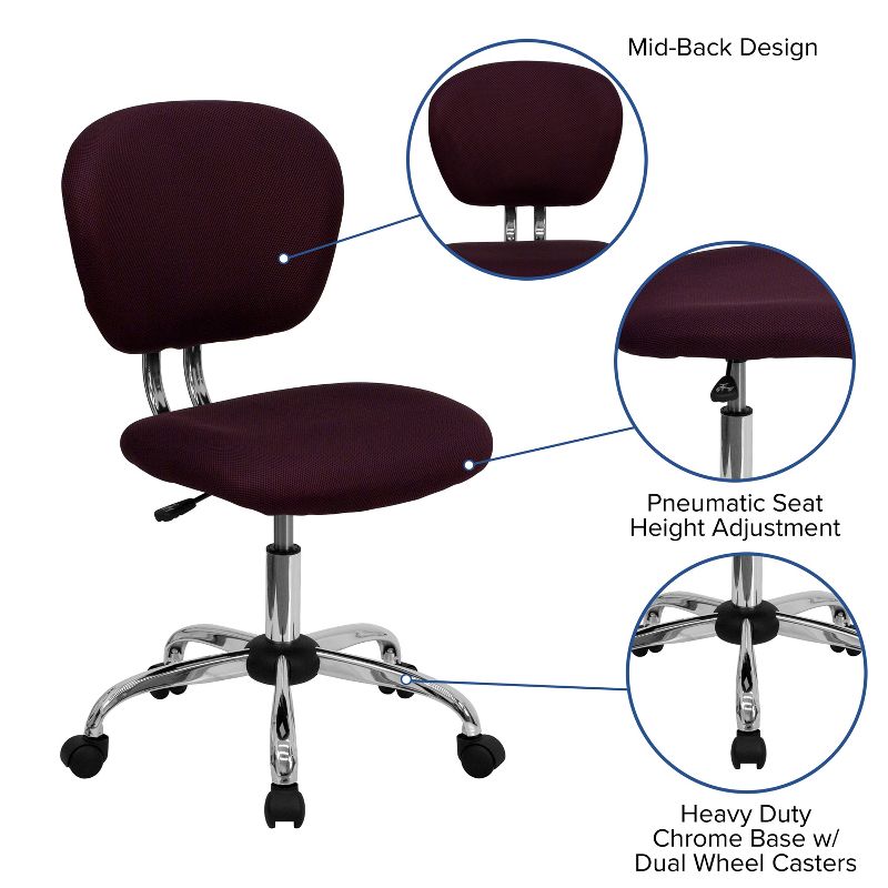 Emma and Oliver Mid-Back Mesh Padded Swivel Task Office Chair with Chrome Base, 4 of 12