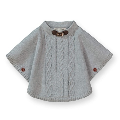 Hope & Henry Girls' Cable Sweater Cape (heather Gray, 18-24 Months