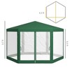 Gulches 13' x 11' Outdoor Party Tent, Hexagon Sun Shade Shelter Canopy with Protective Mesh Screen Sidewalls, Ropes & Stakes, Green - 3 of 4