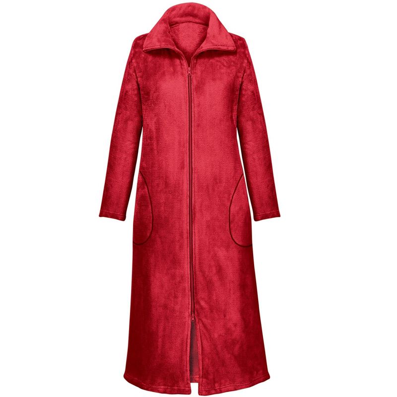 Collections Etc Cozy Plush Zip-front Robe, 3 of 5