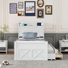Wooden Trundle Bed with Storage Drawers,USB Charging,Space Saving Kids Furniture-Maison Boucle - 2 of 4