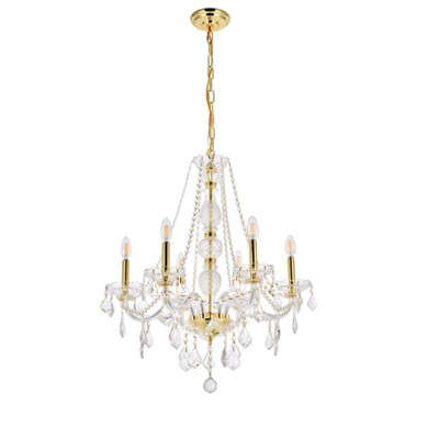 Elegant 24" Chrome Chandelier with Clear Crystal Trim