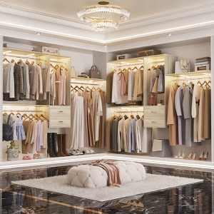 Aheaplus Closet System with 2 Drawers,Wardrobe Clothes Organizer with 4 Hanging Rods - 1 of 4