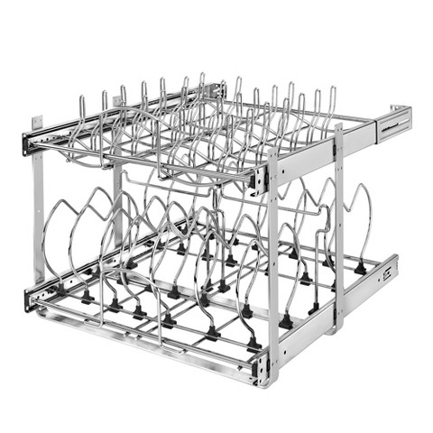 Rev-A-Shelf 2-Tier Kitchen Cabinet Pullout 20.75" Cabinet Organizer for Pots, Pans, and Lid Cookware, Adjustable Heavy Duty Wire, Chrome, 5CW2-2122-CR
