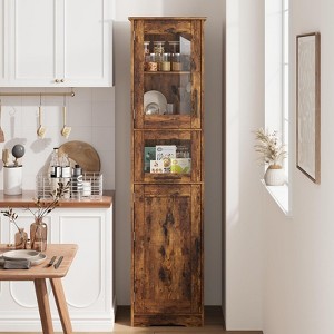 67" Freestanding Storage Cabinet - Glass Door Pantry with Adjustable Shelves for Kitchen/Laundry Room/Home Office - 1 of 4