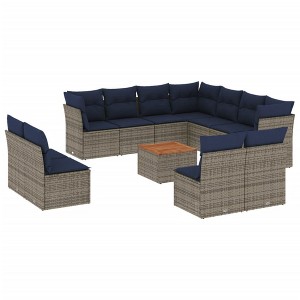 vidaXL 12 Piece Patio Sofa Set with Cushions - Gray Poly Rattan - 1 of 4