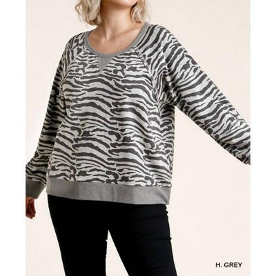 Women's French Terry Zebra Plus Sweat Shirt - umgee