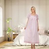 ADR Women's Cotton Nightgown Amelia Short Sleeve Lace Trim Button Up Long Vintage Night Dress Gown - 2 of 4
