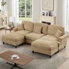 Modular U-Shaped Sectional Sofa with Flared Arms, Removable Ruffles Pleats Skirts & Movable Ottomans, Upholstered Chenille Deep Seat Cloud Sofa - 4 of 4