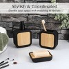 Evideco French Home Goods 4-Piece Bathroom Accessory Set Rubber and Wood - 2 of 4