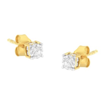 Haus of Brilliance Yellow Plated Sterling Silver 1/4 Cttw Diamond Stud Earring