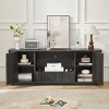 INFURNIC Decorative Storage Cabinets 64 Inch Wavy TV Stand with Rounded Sideboard and Vertical Stripe Design, Black, 64"*15"*24" - 3 of 4