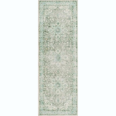 Mark & Day Heiereind 2'6"x7'6" Runner Woven Indoor Area Rugs Sage: Traditional Medallion, Stain-Resistant, Pet Friendly