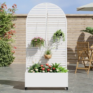 Dovelina 72 in. x 35 in. Arched-Top White Outdoor Metal Galvanized Planter Box with trellis - 1 of 4