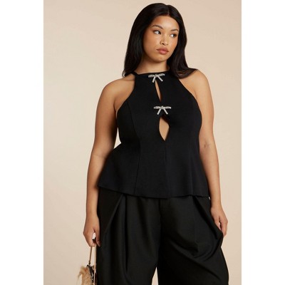 ELOQUII Bow Detail Halter Top