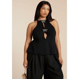 ELOQUII Bow Detail Halter Top - 1 of 4