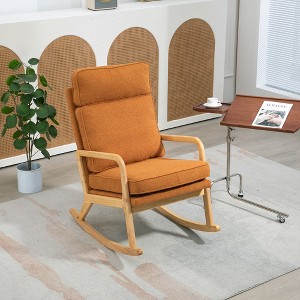 25.2"W Modern Rocking Chair Accent Lounge Armchair Comfy Boucle Upholstered,Green - 1 of 4