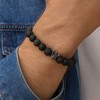 Black Lava Stone Beaded Bracelet – Matte Onyx with Crown Charm - 2 of 2