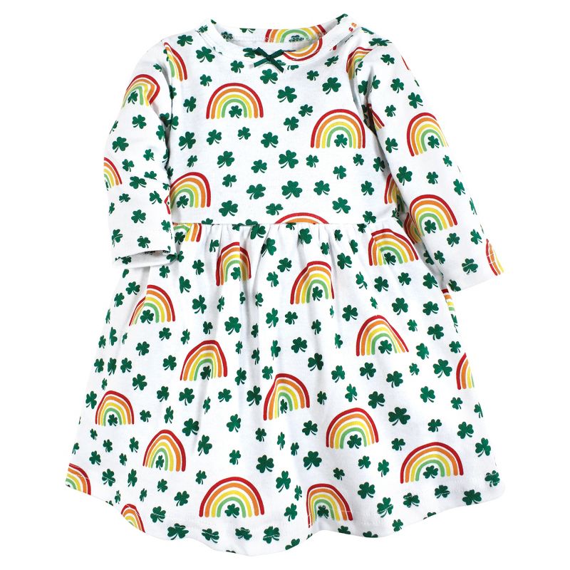 Hudson Baby Infant and Toddler Girl Cotton Dresses, St Patricks Rainbow, 3 of 5