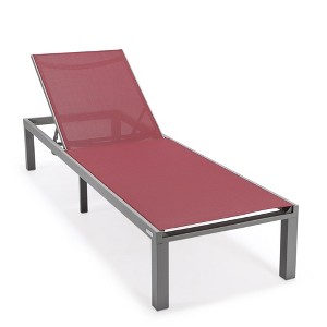 LeisureMod Marlin Patio Chaise Lounge Chair With Grey Aluminum Frame Set of 2 - 1 of 4