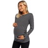 Coolmee Maternity Shirt Long Sleeve Basic Top Ruch Sides Bodycon Tshirt for Pregnant Women with Button - 3 of 4