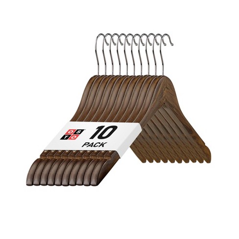 Casafield Wooden Suit Hangers, Non-slip Pant Bar & Swivel Hook - Set Of 10  : Target