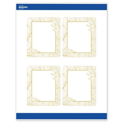 Avery Rectangle Labels, Gold Florals, 4" x 3-1/3"