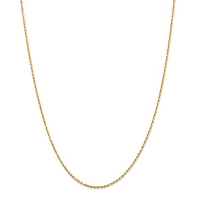 Black Bow Jewelry 1.5mm 14k Yellow Gold, D/C Rope Chain Necklace
