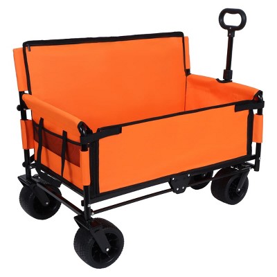 3-in-1 Folding Utility Wagon with Bench Seat, Heavy-Duty All-Terrain Cart with Fabric and 180L Storage Capacity-The Pop Home