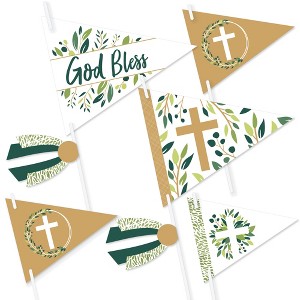Big Dot of Happiness Elegant Cross - Triangle Religious Party Photo Props - Pennant Flag Centerpieces - Set of 20 - 1 of 4