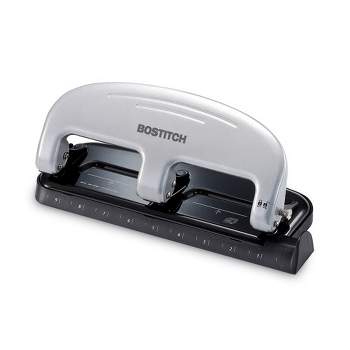 Bostitch 20-Sheet EZ Squeeze Three-Hole Punch, 9/32" Holes, Black/Silver
