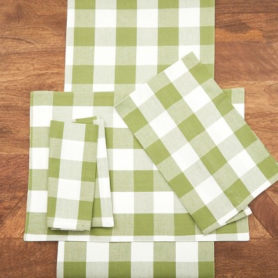 Franklin Green and White Plaid Cotton Kitchen Towel