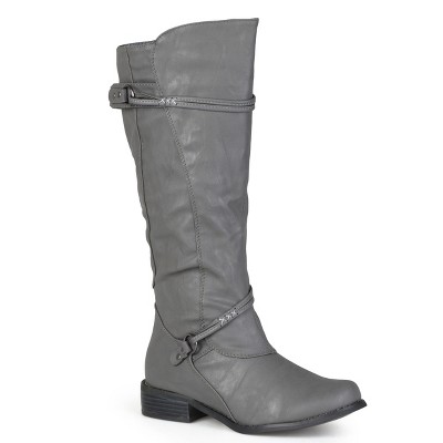 Journee Collection Womens Harley Stacked Heel Riding Boots Grey 7.5 ...