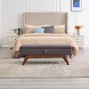 CAVINAS Modern Pull-Open Top Teddy/Leather Ottoman Bench with Wood Feet,Upholstered Storage Ottoman for Living Room - 3 of 4