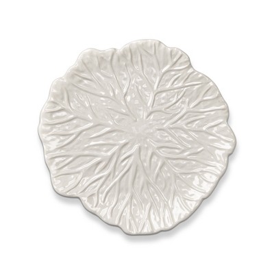 TAG 8.3" White Cabbage Leaf Stoneware Ceramic Appetizer Plate Round Dishwasher Safe