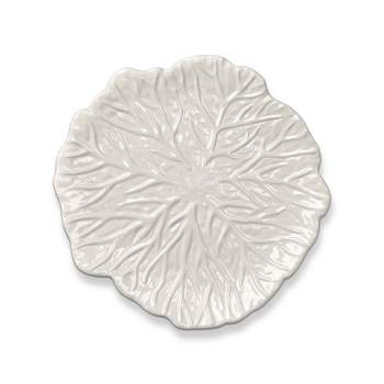 TAG 8.3" White Cabbage Leaf Stoneware Ceramic Appetizer Plate Round Dishwasher Safe White