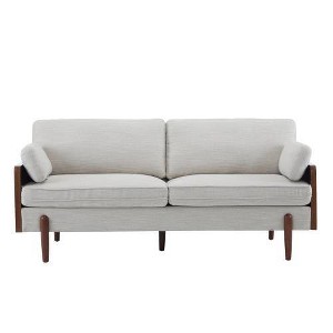 Christopher Knight Home Ella Modern Upholstered 71.75" Wood Frame 3 Seater Sofa with Accent Pillows Beige - 1 of 4