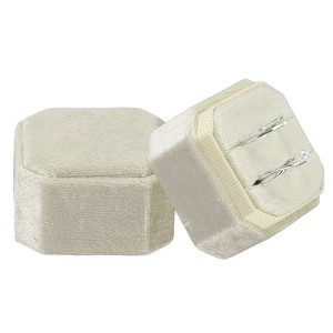 Unique Bargains Velvet Octagon Wedding Proposal Engagement 2 Slot Jewelry Storage Ring Box - 1 of 4
